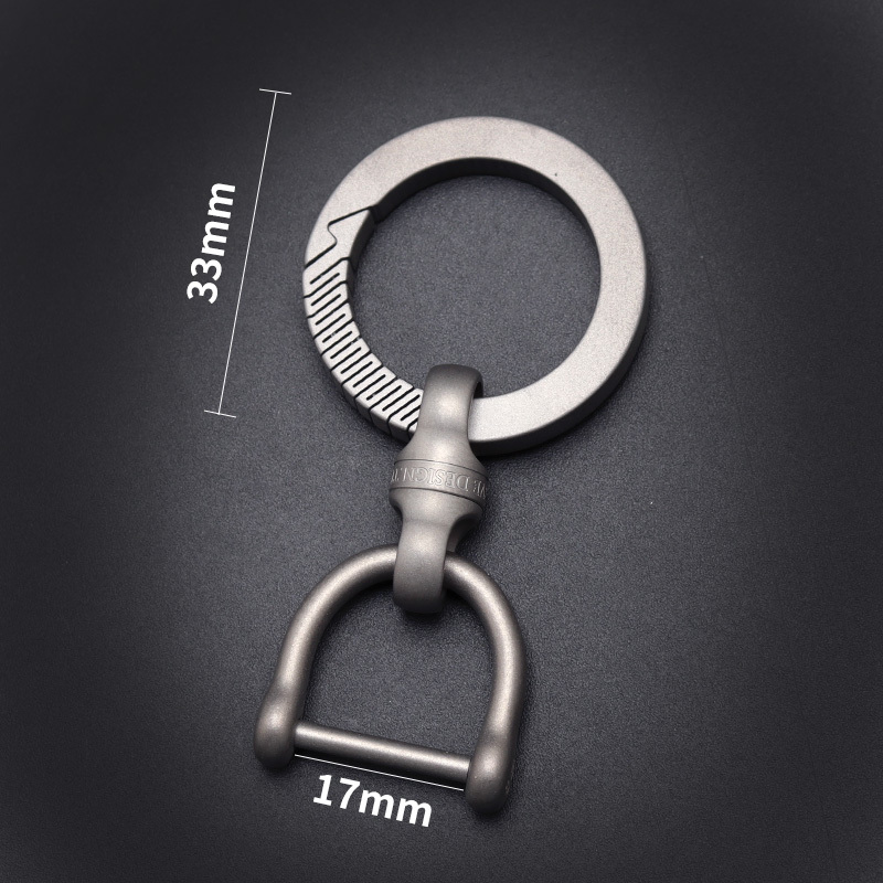 Pure Titanium Alloy Car Keychain Pendant Men's Key Ring Waist Pendant 360-Degree Rotating Horseshoe Buckle Anti-Lost