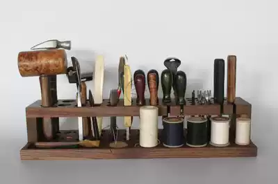 Solid wood leather tool holder with spool narrow base (Wooden Craft original)