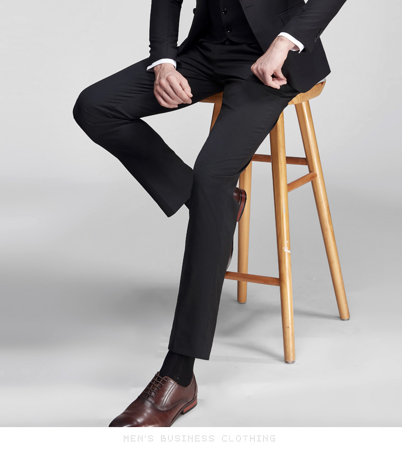 Quần không cạp cao Quần nam thanh niên Business Business Professional Suit Suit Dress Up Autumn feet Quần thẳng màu đen đồ vest nam