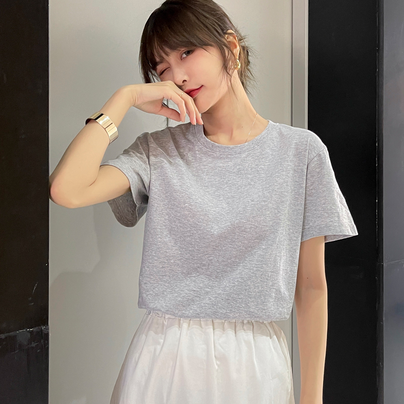 Sootpure cotton white Short sleeve T-shirt female have cash less than that is registered in the accounts Solid color Half sleeve Undershirt 2021 summer new pattern easy Korean version ins tide