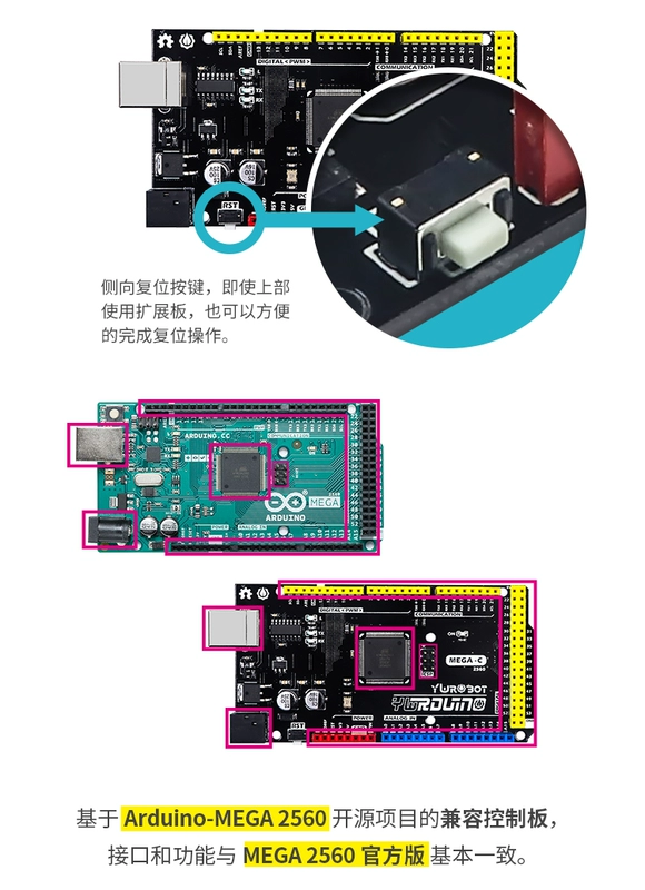 YwRobot phù hợp với bo mạch phát triển tương thích Arduino mega2560 vi điều khiển với cáp dữ liệu CH340