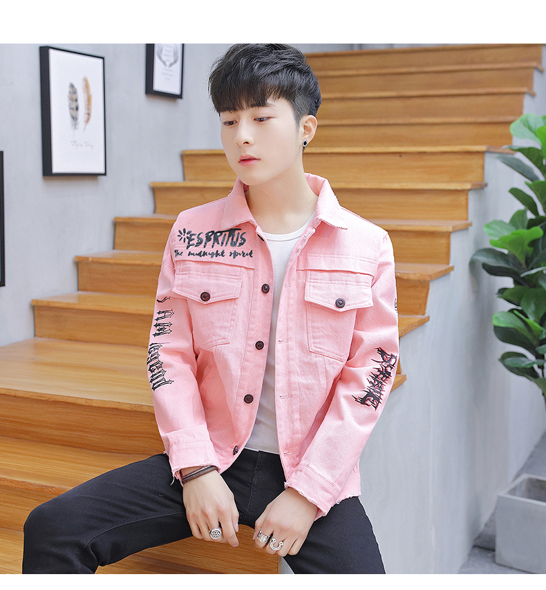 Hộp đêm của nam giới cá tính denim jacket xu hướng mùa xuân Hàn Quốc cotton mỏng denim quần áo nam đẹp trai áo khoác màu đen