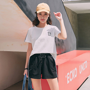 Tinh khiết La Cảng quần short gió 2020 mùa hè mới thể thao ngắn tay T-shirt của phụ nữ hai mảnh bộ của phụ nữ thiết retro phụ nữ sang trọng