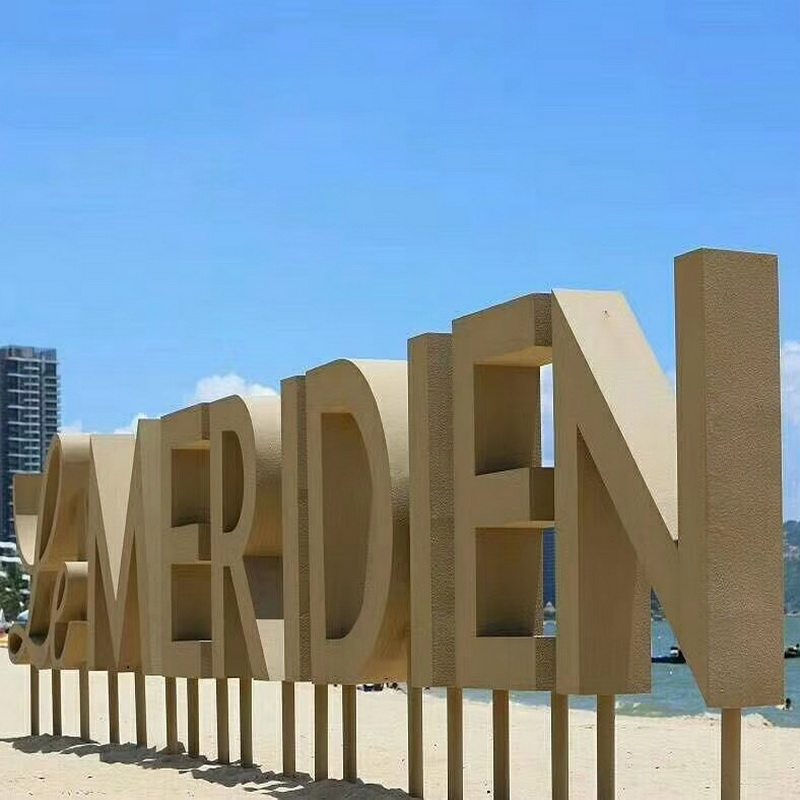 Metal edging luminous word signboard stainless steel double-sided base landscape paint floor-to-ceiling billboard production