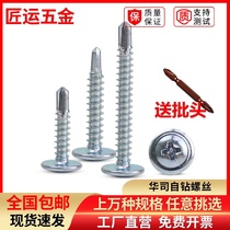 Huashi drill tail screw 410 stainless steel large flat head self-tapping self-drilling screw Cross round head dovetail screw 4 2