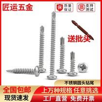 Round head drilling tail screw 410 stainless steel disc head self-tapping self-drilling screw lengthened dovetail nail 4 2M4 8