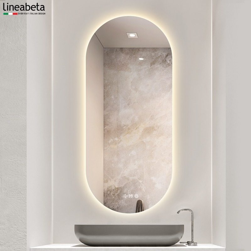 Italy Smart Touch Bathroom Mirror Round Powder Room LED Light Mirror Wall-mounted Toilet Bluetooth Makeup Mirror