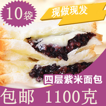 10 packs of net red purple rice bread purple rice cheese bread four layers fresh breakfast black rice bread whole box of glutinous rice bread