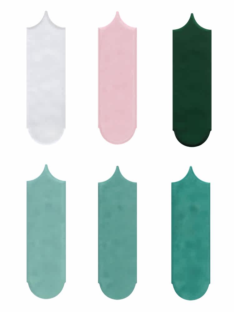 北欧网红瓷砖浴室墙砖卫生间瓷砖孔雀羽亮面扇形墙面花砖厨房瓷砖 一兜糖yidoutang Com