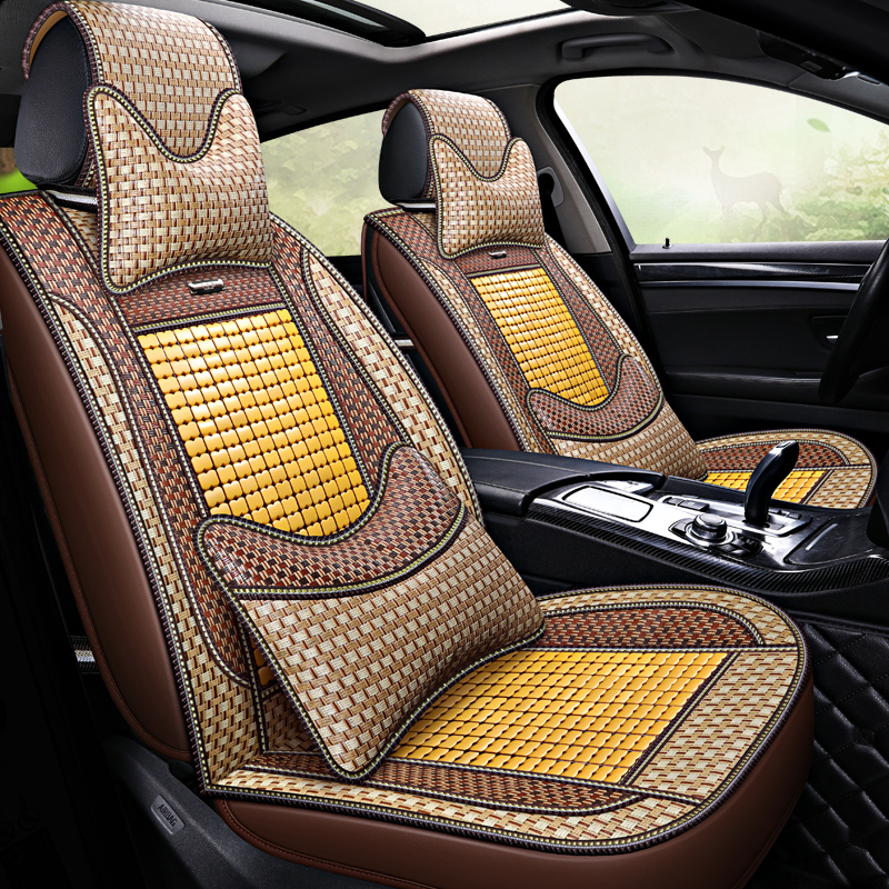 Summer car with cushion summer full set of decorative bamboo sheets ice cold mat seat cushion seat full-surround car cover seat cover