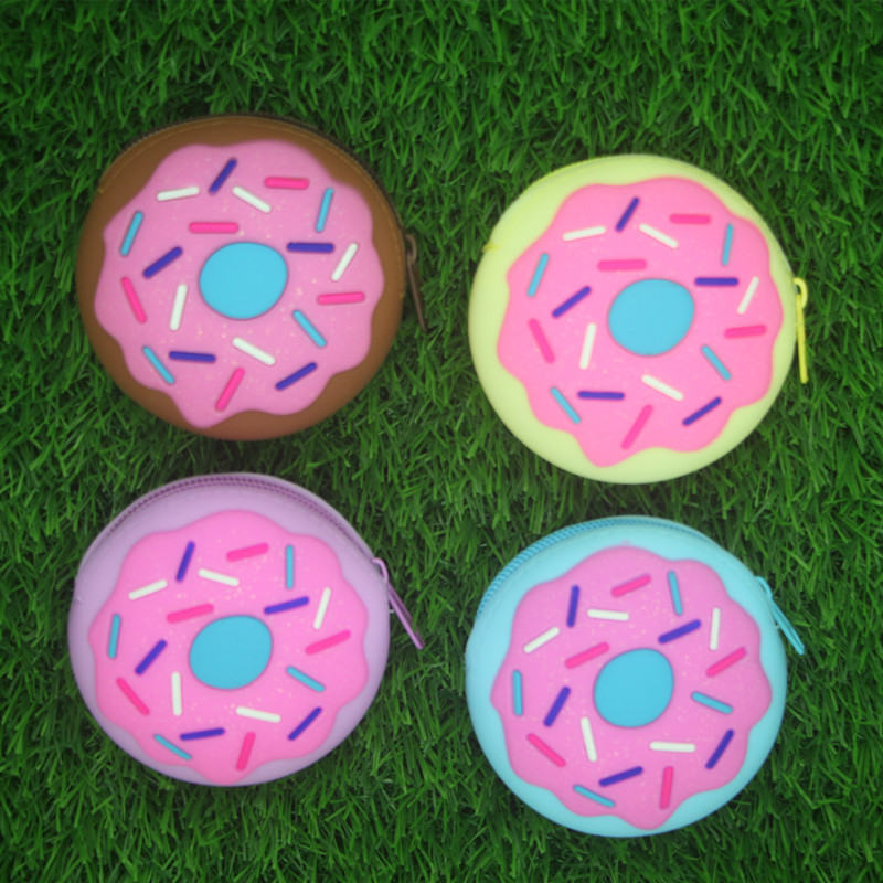 Creative gift for children's birthday color donut silicone storage bag cute cartoon coin purse earphones