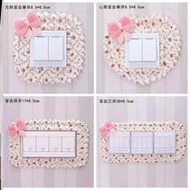 Switch protective cover frame simple wall decoration living room wall stickers bedroom creative socket stickers fabric lace double opening