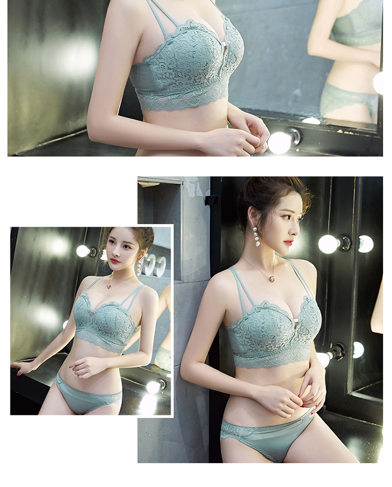 Bộ đồ lót ren nữ áo ngực tụ tập không có vành trên hỗ trợ áo ngực gợi cảm để nhận phần sữa chống chảy xệ ngực nhỏ. áo lót 3 dây