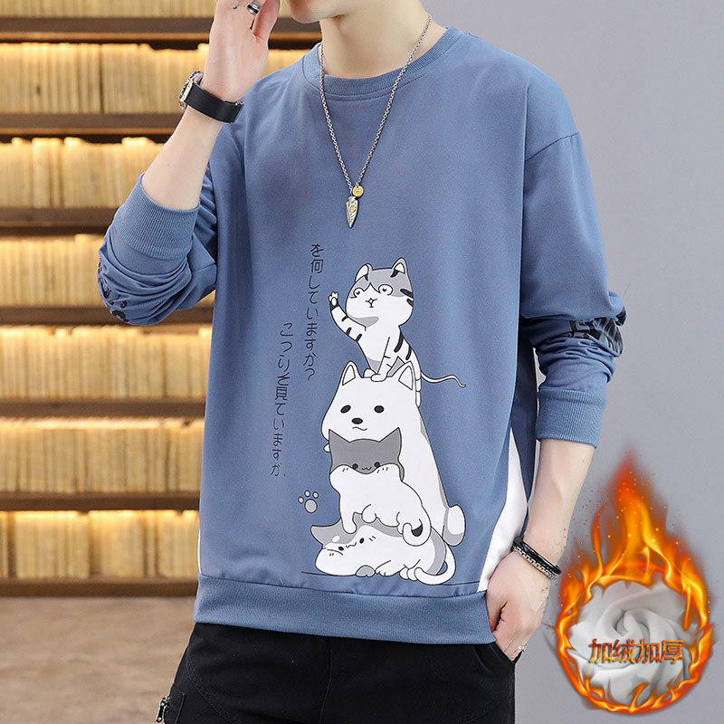 Teenagers thermal underwear men's single piece winter boys' plush fleece thick top junior high school students can wear autumn clothes outside