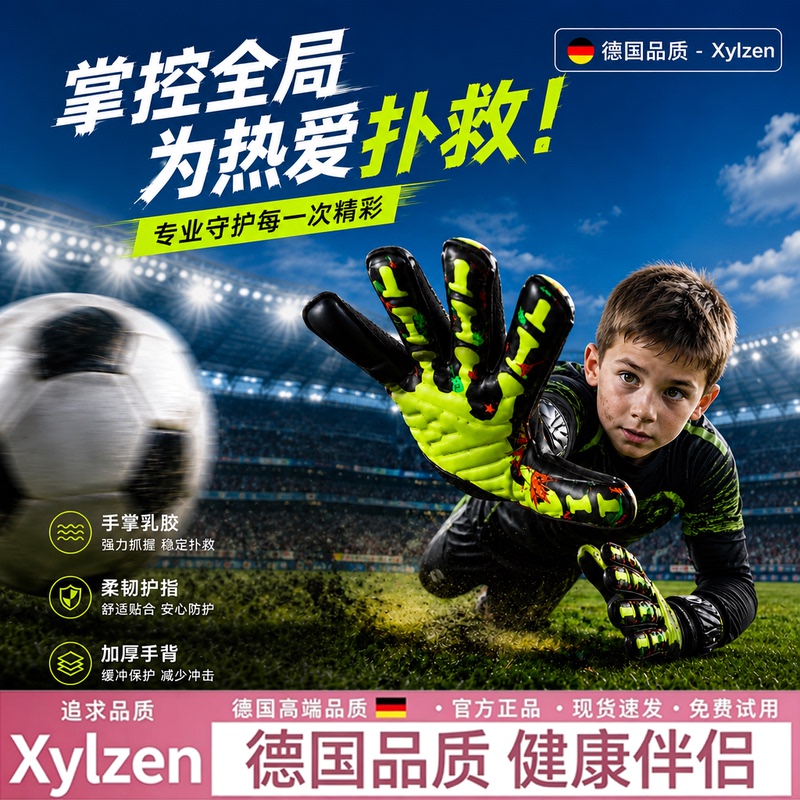 German Football Goalkeeper Special Latex Gloves, Thickened, Non-Slip, Wear-Resistant, Professional Entry-Level, Flexible, Breathable, with Finger Protection