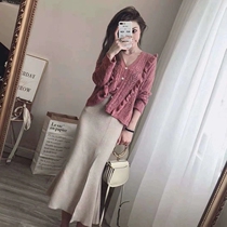 2019 new early autumn foreign temperament fashion small fragrance wind early autumn sweater two-piece suit skirt children tide age reduction