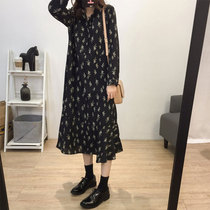 With a coat long skirt womens autumn 2019 new early autumn cold long over-the-knee floral dress inner match