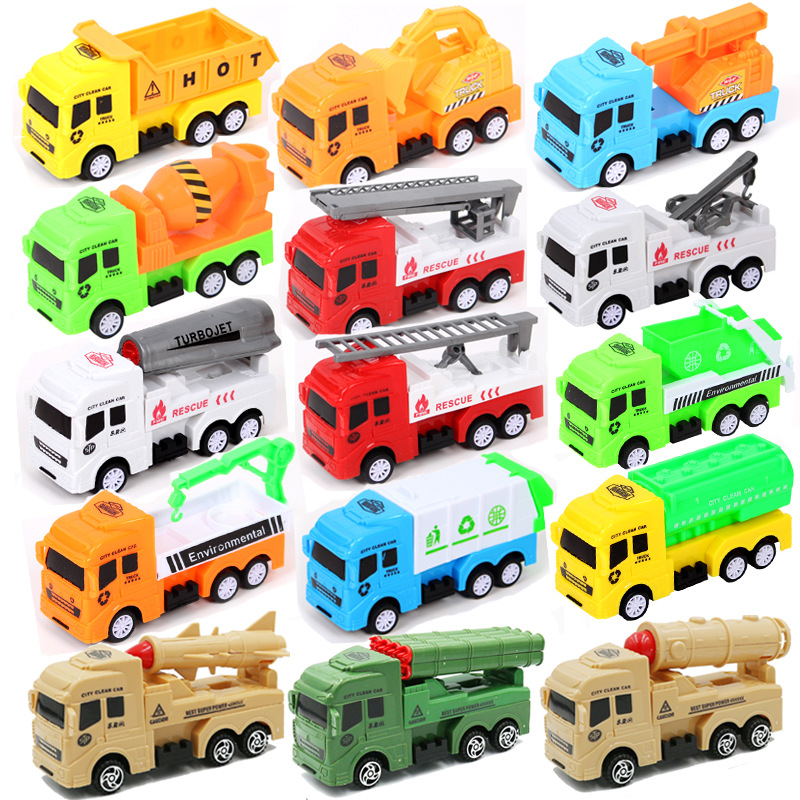 Children Size Engineering Car Toy Simulation Back Force Fire Truck Car Model Toy Sanitation Car Hood Dress