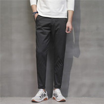 Tide brand 2021 summer style slim straight casual pants mens Korean version of small feet stretch simple trousers Joker long pants