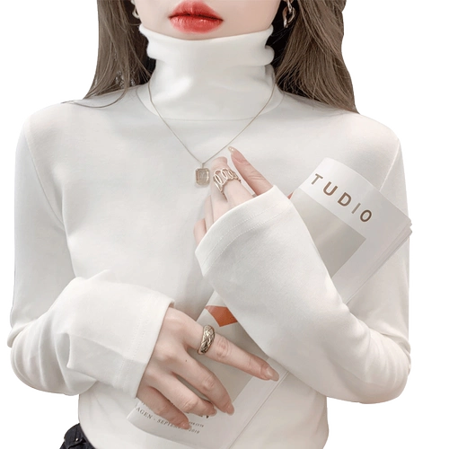 Приятный телу демисезонный белый хлопковый лонгслив, 2024 года, увеличенная толщина