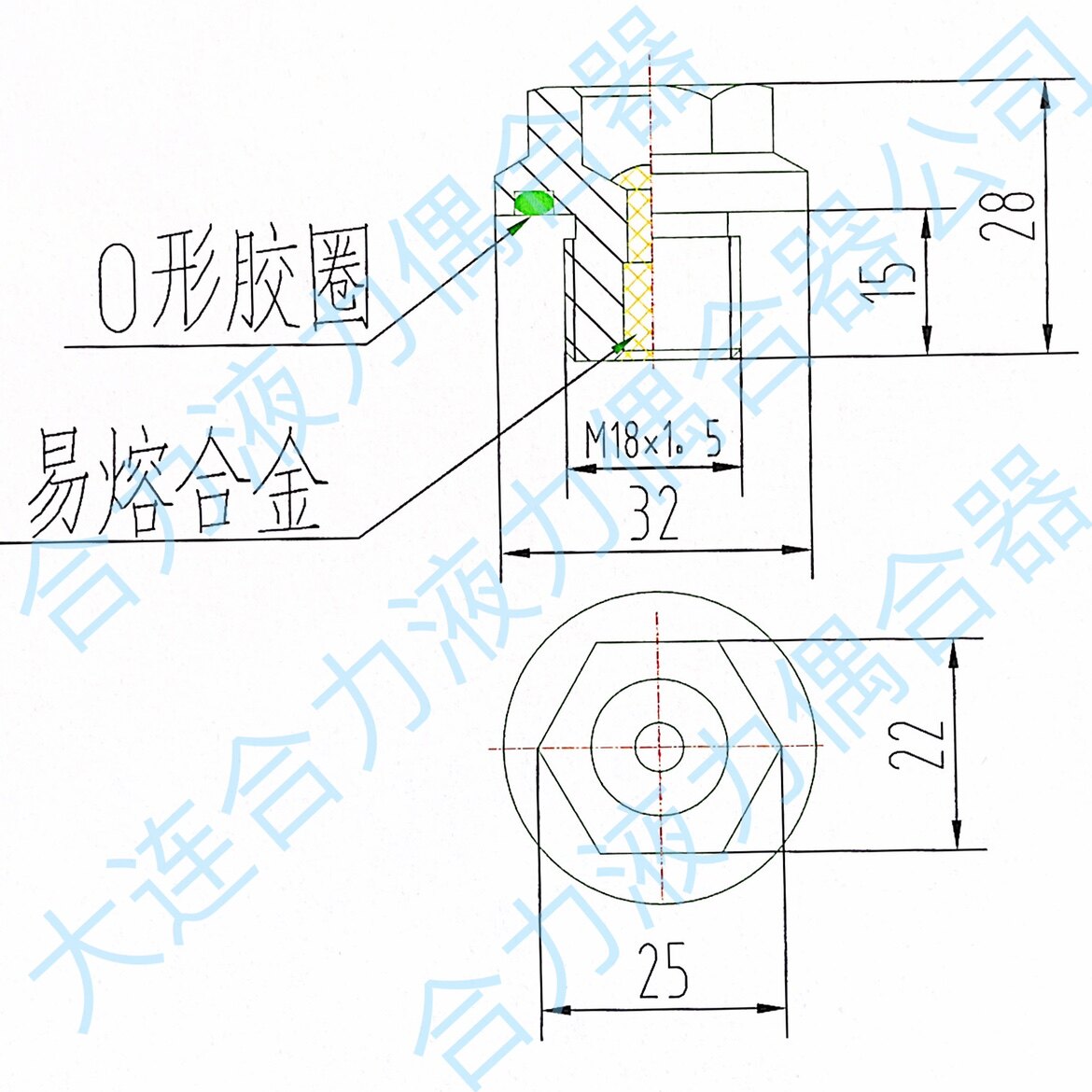 M18 × 1 5 hydro-coupler easy-to-melt plug Dalian hydraulic coupler easy-soluble plug limited moment couplers easy to melt
