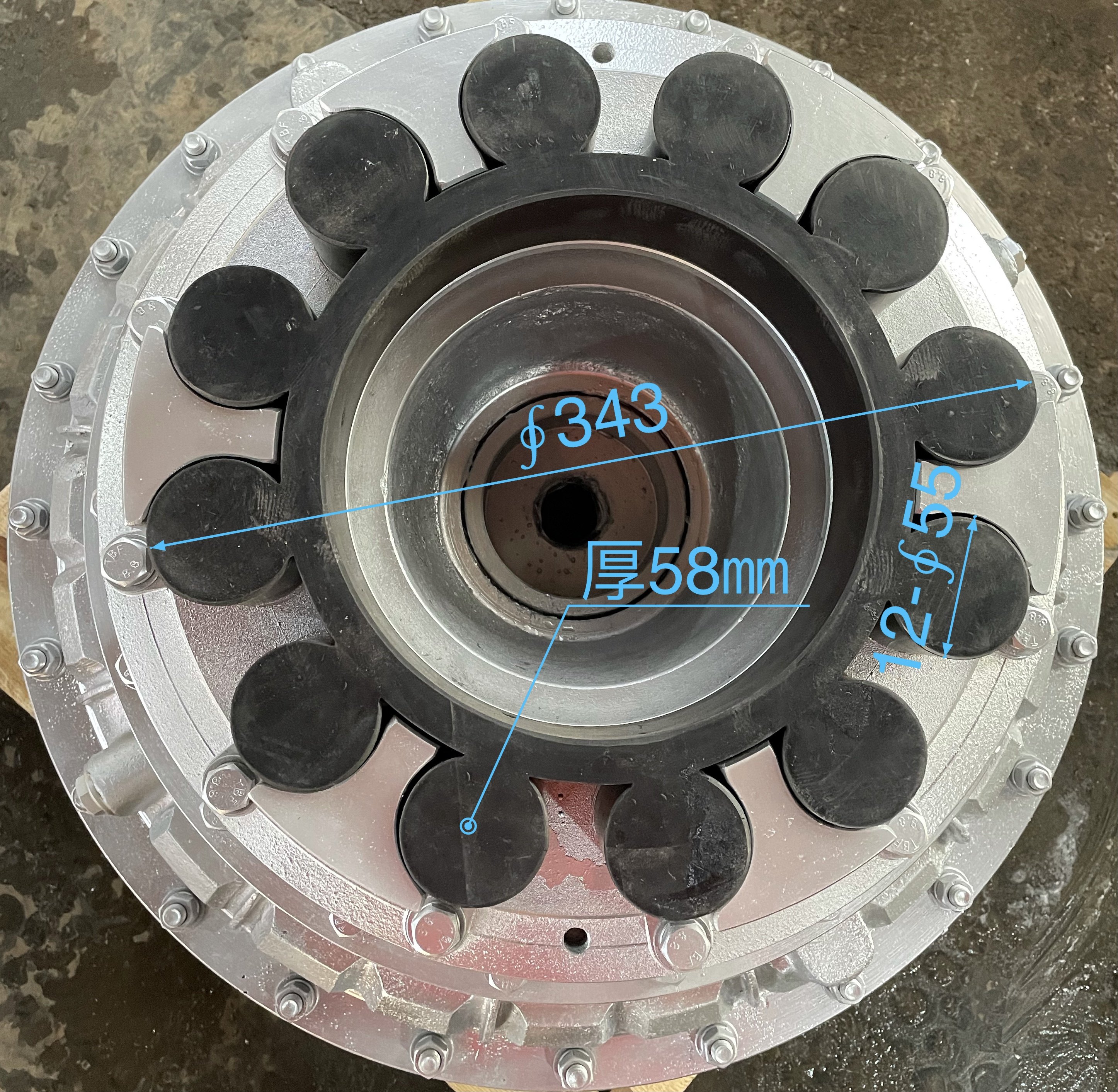 YOXII560 Coupler Plum Blossom Pad Dalian Yingcheng YOX560 Hydraulic Coupler Elastic Apron Buffer Rubber Pad