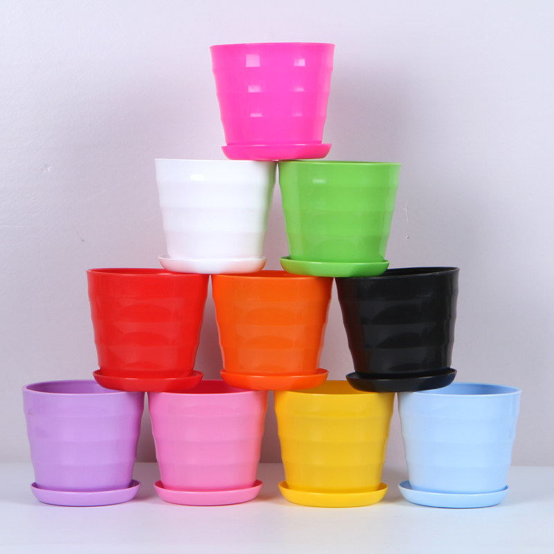 Threaded pots horizontal grain pots plastic flower pots imitation ceramic plastic flower pots thickened succulent fruit tree flower pots
