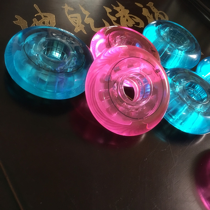 Dancing children's color flat wheel skates and skates wheels 64 68 70MM high elastic 83A wear-resistant feed shaft