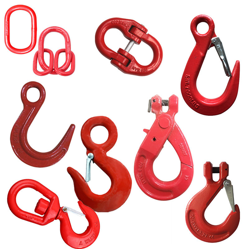 G80 large opening ring eye hook Lifting sheep horn safety self-locking hook 360 rotating hook Female ring butterfly buckle