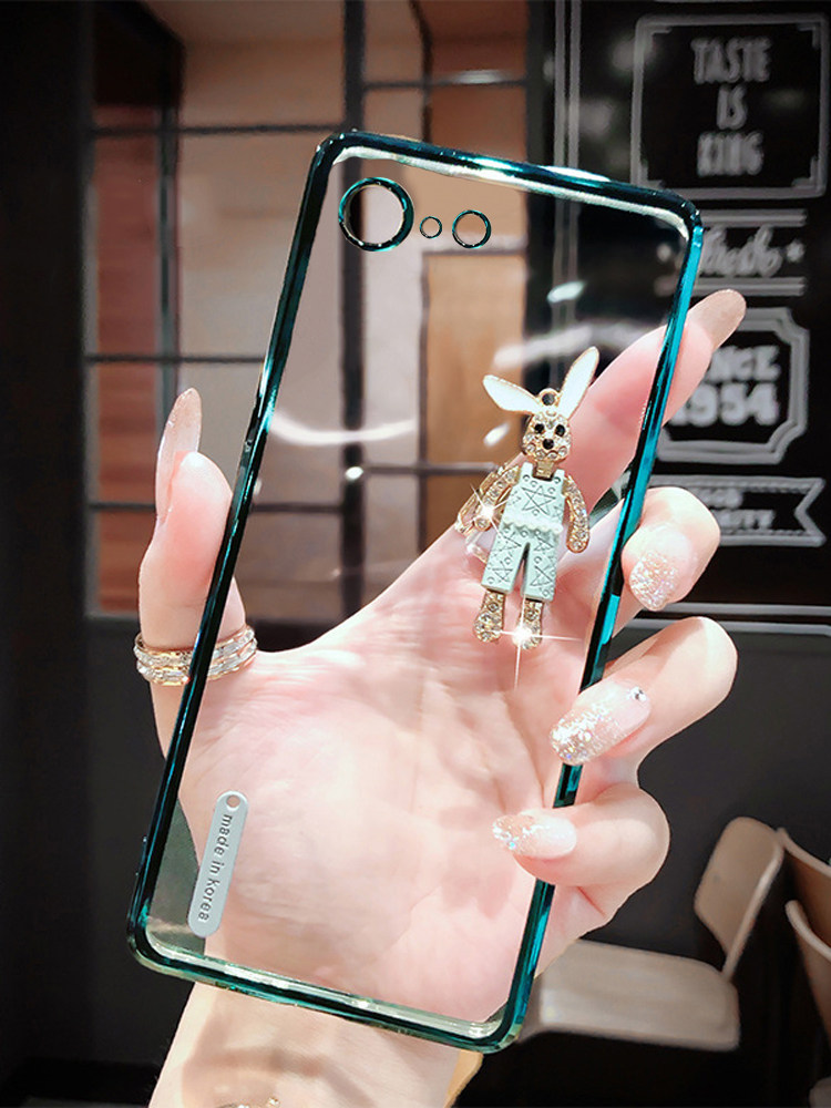 New luxury applies Apple 8plus mobile phone protection shell advanced transparent stereo water drilling rabbit 7plus minimal iPhone 7 female 7p personality soft shell se2 protection set red thin