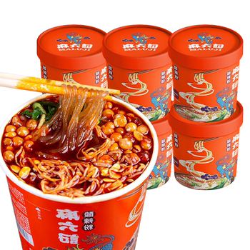 Ma Liujie Spicy and Sour Noodles 256g Bucket Pack Non-Fried Sweet Potato Vermicelli Convenient Instant Food for Lazy People Late Night Snack Official Genuine Product