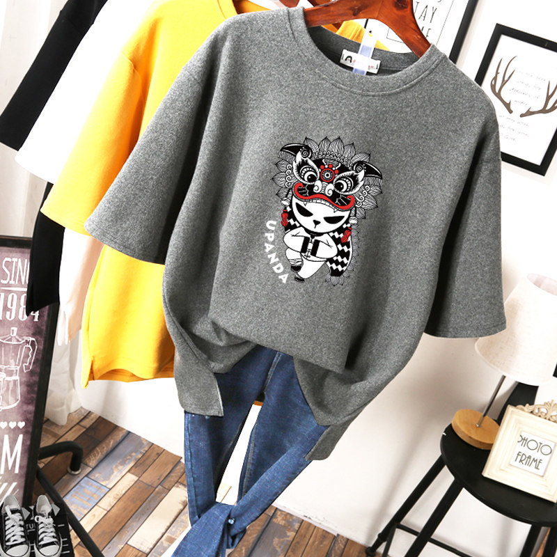 Weight sister big code women's clothing 2023 new national tide short sleeve weight mm 200 kg Han edition loose Chinese wind T shirt tide