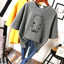 Summer 2022 new large size womens clothing fat mm short sleeve t-shirt womens summer loose slim cotton tops clothes ins trendy