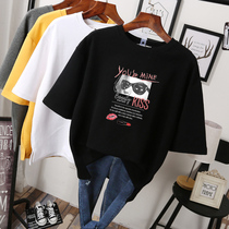 extra large size womens online red belly covering slim short sleeve t-shirt womens new summer 2021 ins trendy half sleeve