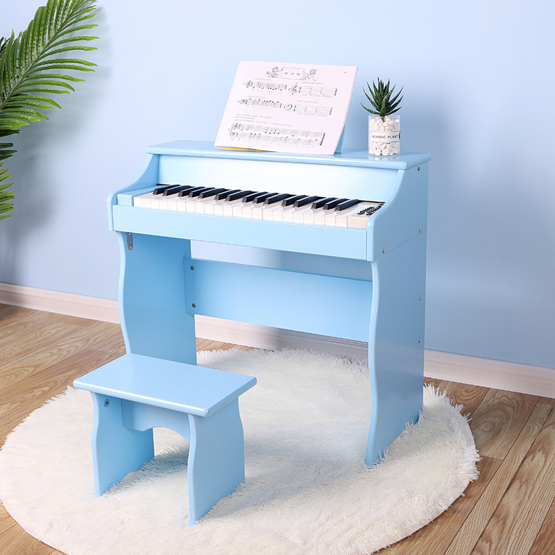 Manlun Musical Instrument Children Toys 37 Key Wooden Beginnics Electronic Violin Toys Early Teach to Play With Mike