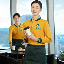 Waiter Long sleeves Working clothes Custom logo Autumn Clothing Blouse Milk Tea Shop Clerks Fall Tooling Indie Egg Pastry Shop