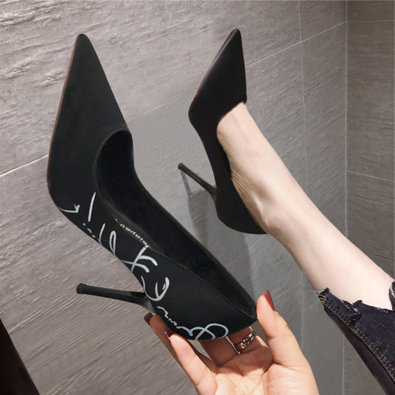 Fataway High heels 2022 new Summer 100 Lap Sexy Pointed Shallow Mouth Thin Heel Single Shoe Woman Black Working Shoes