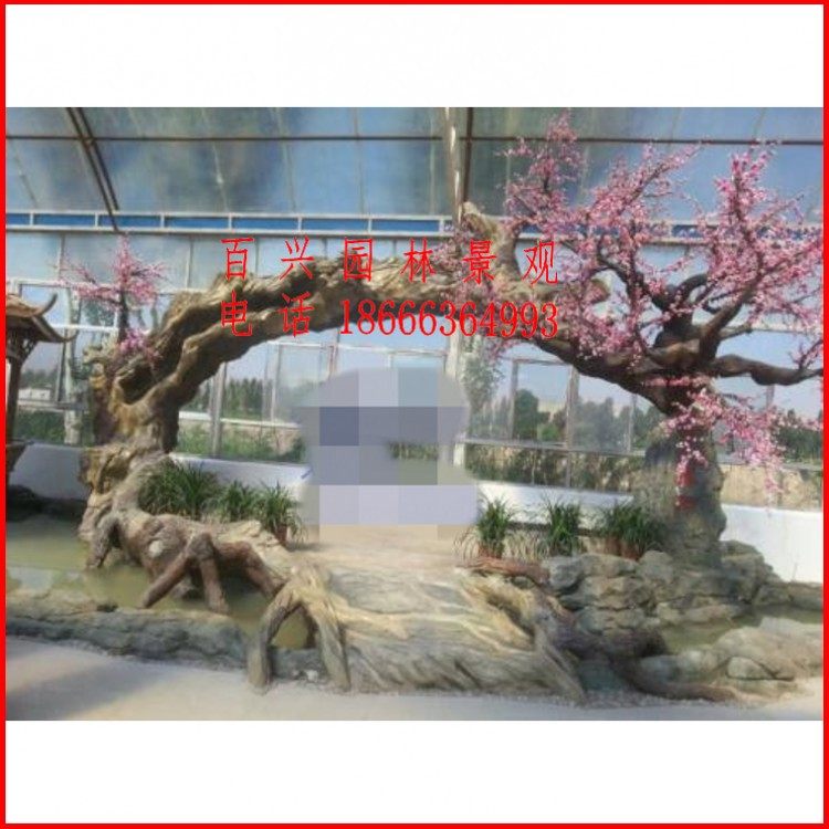 Custom creative gate artificial GRC cement products simulation peach tree pear tree willow and other garden landscape sculpture