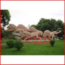 Customized large relief murals campus cultural fossils imitation tree sculpture gate ecological garden imitation wood flower stand Pavilion floor