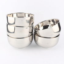 Thickened stainless steel double-layer bowl deepened heat insulation anti-scalding bowl rice bowl childrens bowl porridge bowl Bowl restaurant steel bowl