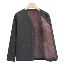 Mens winter clothing velvet and thickened bottoming shirt middle-aged and elderly grandfathers warm cardigan jacket 60-70-year-old daddy top