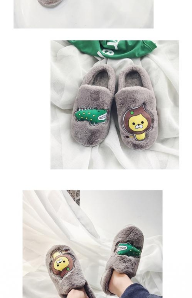 Bởi vì mùa đông Inwalk dép bông mới cộng với nhung hoạt hình nghệ thuật nhà ấm áp đôi giày cotton nam dép versace