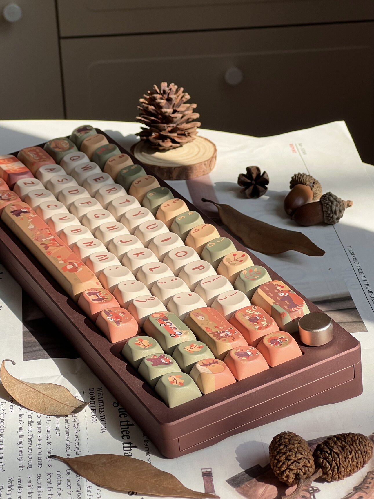 Red Fox and Forest Friends keycap set wide lifestyle view