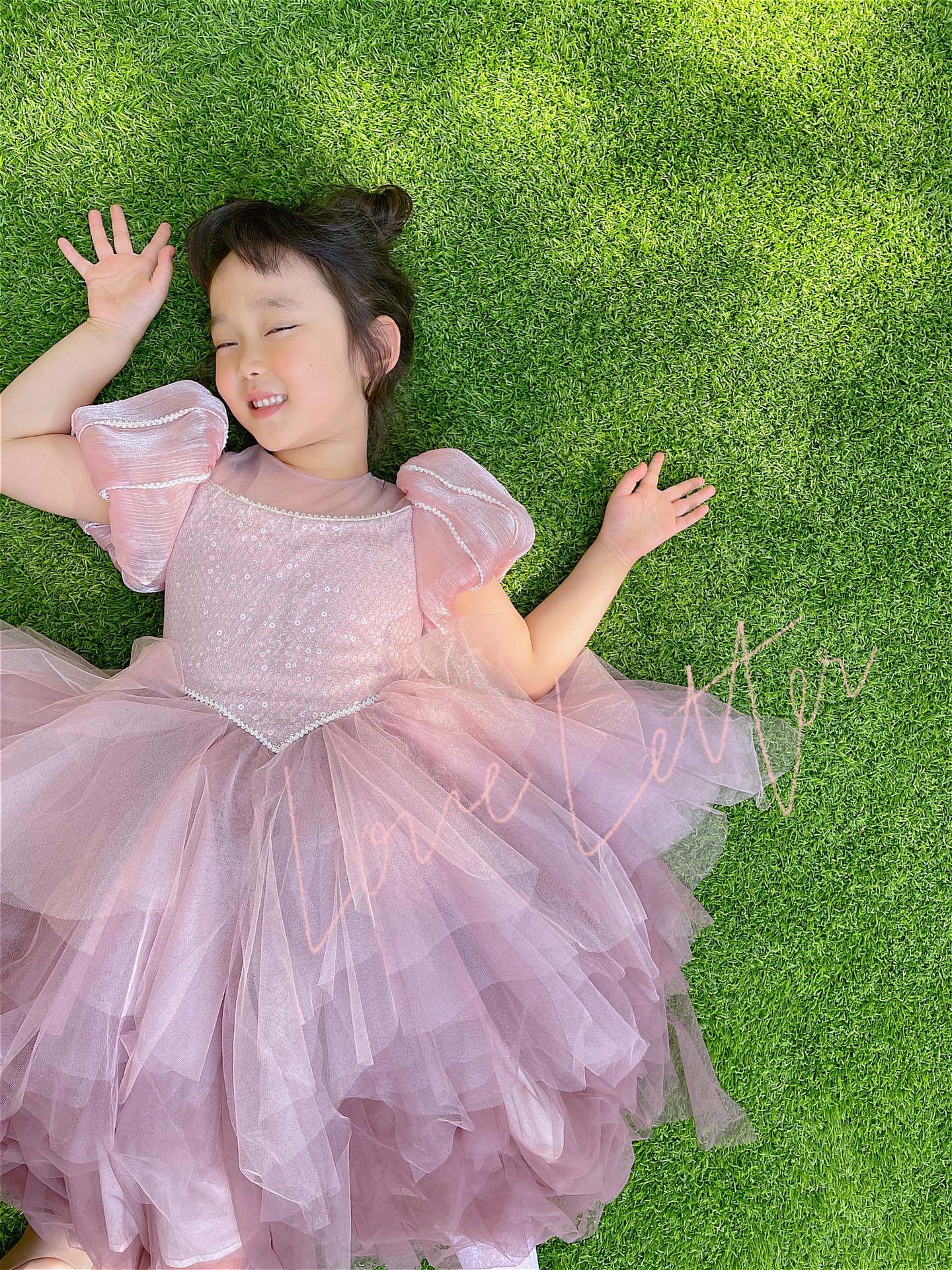 Girl Pink Sequel Mermaid Pompon Princess Dresses Children Overweight Work Gown Dresses Dresses Dresses Dresses Fairy dresses