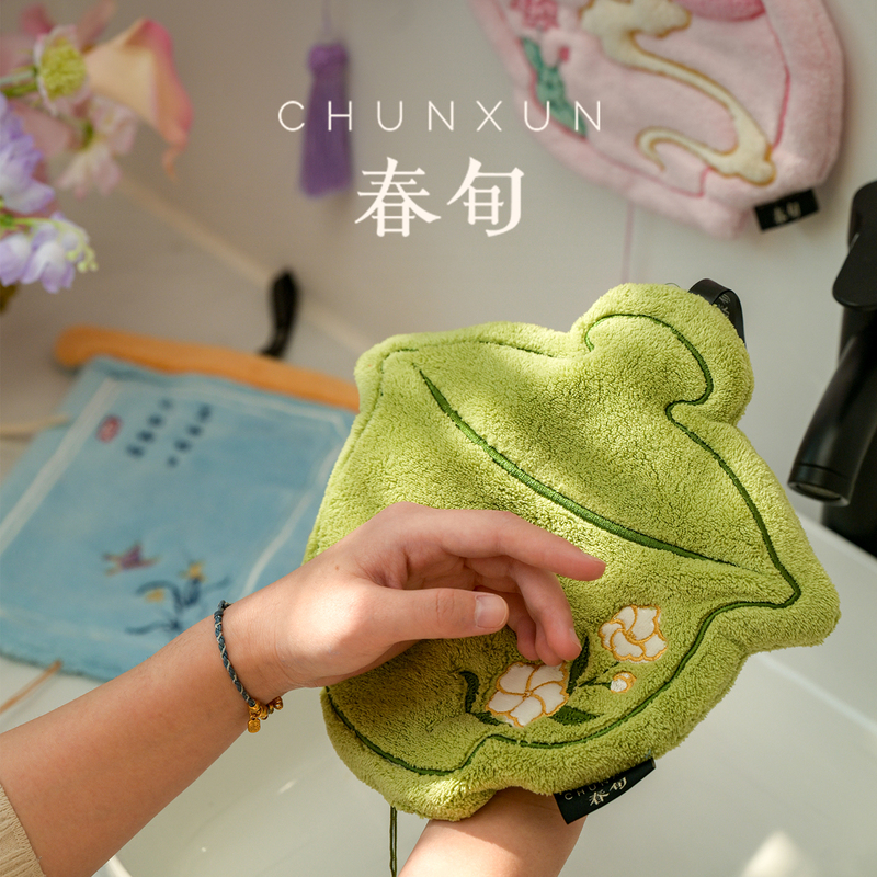Spring Season'Literary and Elegant Activities' Hanging Hand Towel, Absorbent Tea Towel, Thickened Tea Cloth, Not Easy to Smell Bad, Bathroom Handkerchief