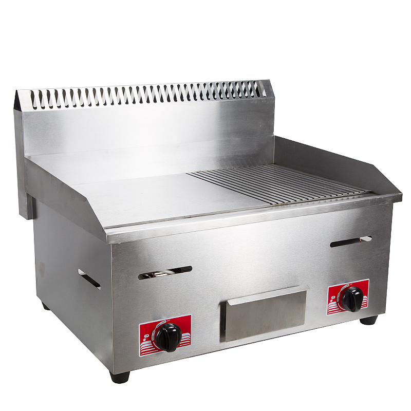 Commercial griddle half flat half pit steak tofu squid teppanyaki pancake oven commercial gas onion pancake machine