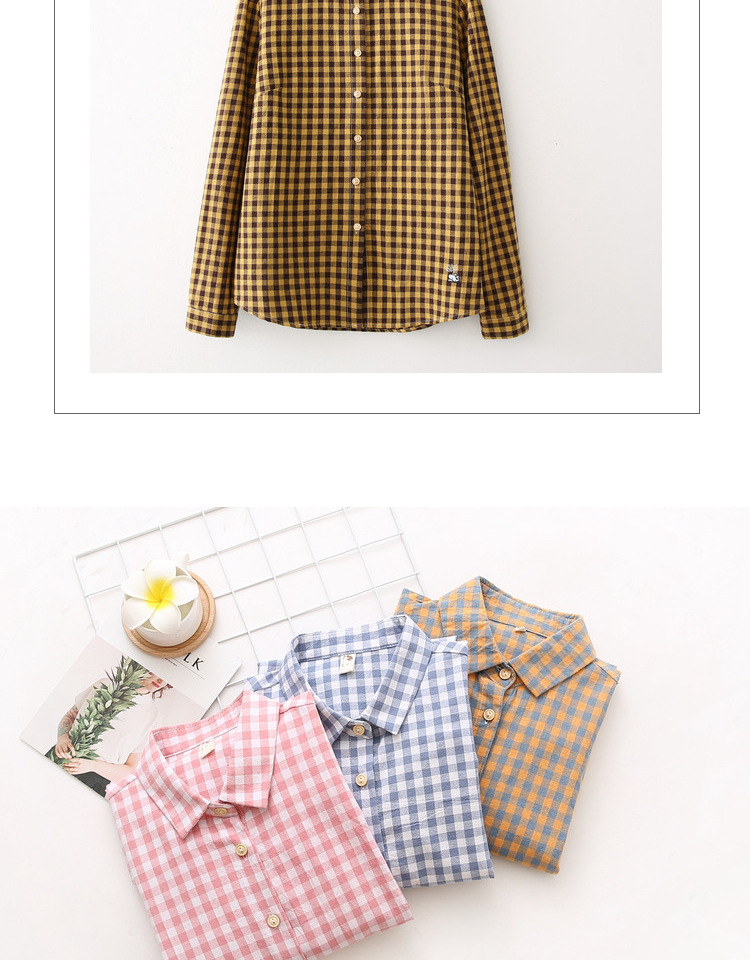Cộng với áo sơ mi kẻ sọc nhung nữ áo dày nữ 2019 xuân hè mới cotton chất liệu áo dài tay nữ đáy - Áo sơ mi dài tay áo sơ mi nữ dài tay hoa