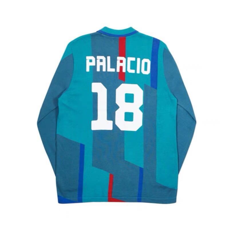 PALACE 18FW SPORTIF KNIT đôi nam nữ lỏng lẻo màu sắc phù hợp với khâu áo len polo - Cặp đôi áo len áo hoodie cặp