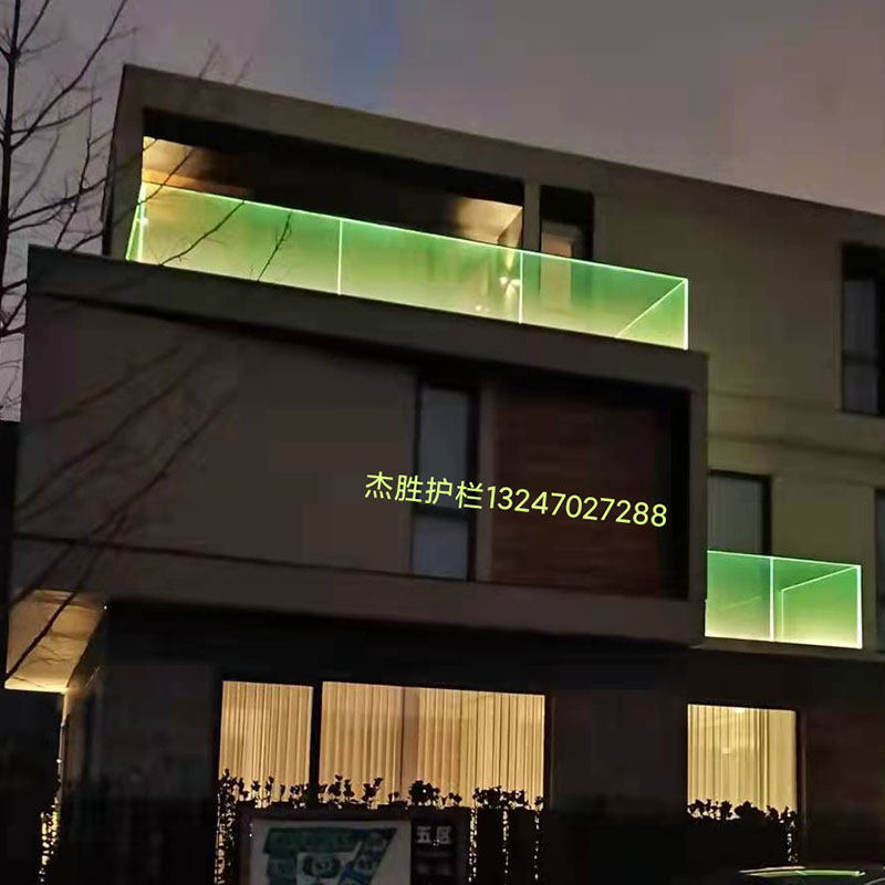 Professional Customized Outdoor Balcony Indoor Staircase solid luminous lamp with bottom tank spray painted black no-frame glass guardrails-Taobao