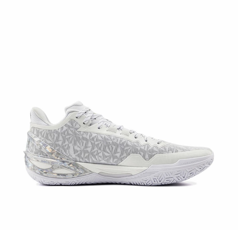 Lining Blade 6 Technology Anti-Slip Wear-Resistant Low-Top Basketball Shoes Men's White Gray Abav063